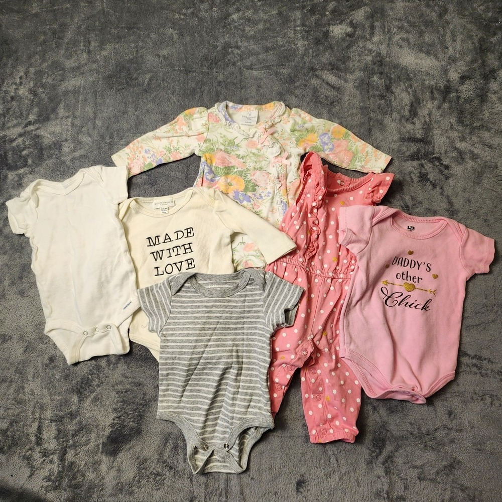 Baby Girl Clothes 6pc Lot 3-6 Months Laura‎ Ashley Carter's Gerber Romper Pants